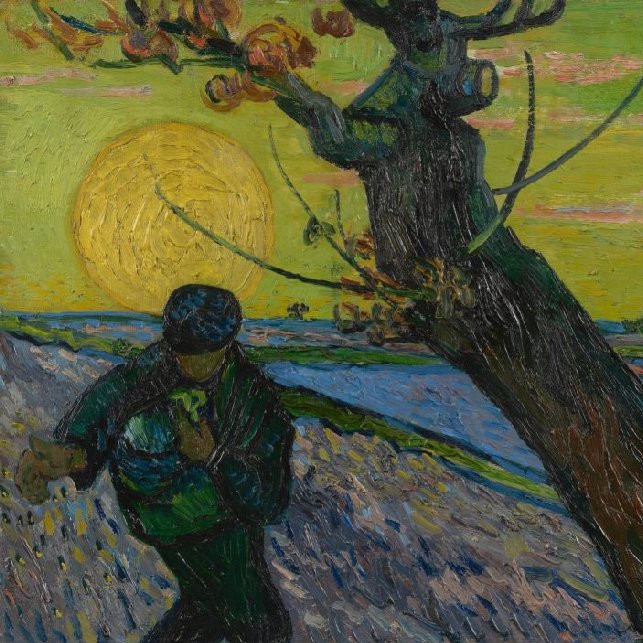Gedeelte van schilderij The Sower van schilder Vincent Van Gogh.